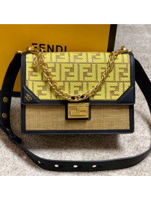 Fendi Kan U Medium Embroidered Shoulder Bag Yellow/Beige/Black 2020