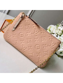 Louis Vuitton Monogram Empreinte Leather Pochette Double Zip Clutch M63919 Beige/Doré 2019