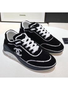 Chanel Terry-cloth & Goatskin Classic Sneaker Black/White 02 2020