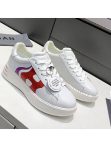 Hogan White Calfskin Sneakers Red 2021 02