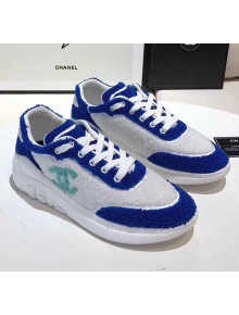 Chanel Terry-cloth & Goatskin Classic Sneaker White/Blue 2020