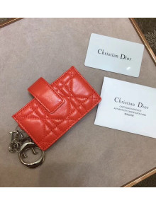 Dior Lady Dior Gusseted Card Houlder in "Cannage" Lambskin Orange 2018