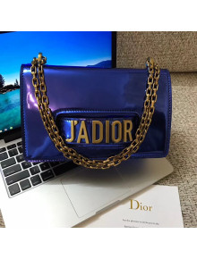 Dior J'adior Flap Bag with Chain in Metallic Mirror Calfskin Royal Blue 2018