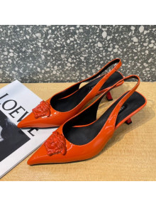 Versace Medusa Patent Leather Slingback Pumps 6cm Orange 2022