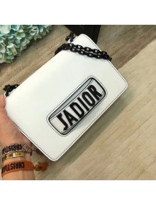 Dior "J'ADIOR" Flap Bag In White Calfskin with Black Metal 2018