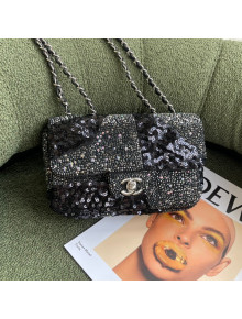 Chanel Crystal and Sequins Mini Flap Bag Black 2022 02