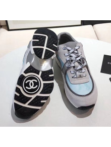 Chanel Calfskin Suede & Fabric Classic Sneaker Light Blue 2020(For Women and Men)