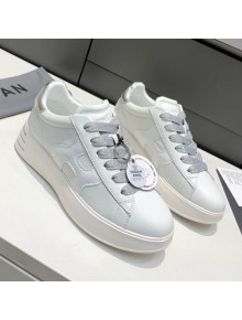 Hogan White Calfskin Sneakers Silver 2021 09 