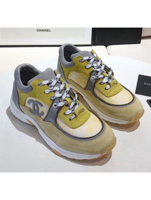 Chanel Calfskin Suede & Fabric Classic Sneaker Yellow 2020(For Women and Men)