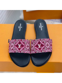 Louis Vuitton Since 1854 Lock It Flat Slide Sandals Burgundy 2021