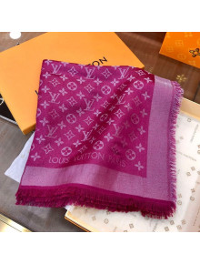 Louis Vuitton Shiny Silver Monogram Shawl Scarf 142x142cm Fuchsia Pink 2021