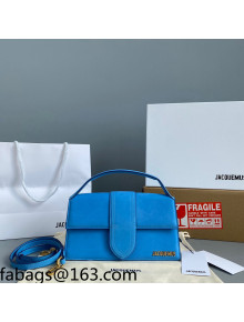 Jacquemus Le Bambino Suede Medium Crossbody Bag Blue 2021