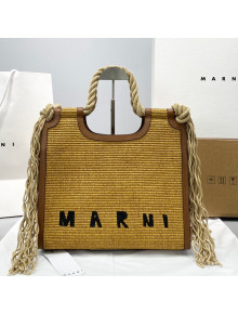 Marni Tropicalia Tassel Basket Bag in Leather and Raffia 4346 Gold 2021