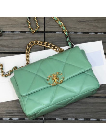 Chanel 19 Shiny Goatskin Small Flap Bag AS1160 Green 2021  