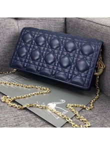 Dior Lady Dior Rectangular Clutch in Cannage Lambskin Blue 2018