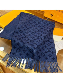 Louis Vuitton Monogram Cashmere Wool Long Scarf 35x200cm Blue 2021