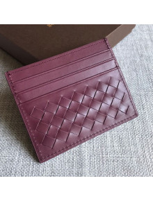 Bottega Veneta Woven Credit Card Case/Holder Burgundy 2021