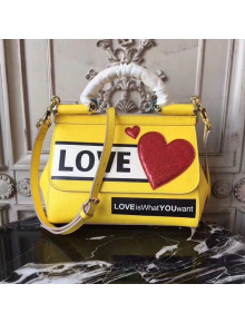 Dolce&Gabbana Medium/Large Sicily Bag in Dauphine Calfskin with Appliques Yellow 2018