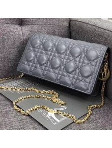 Dior Lady Dior Rectangular Clutch in Cannage Lambskin Gray 2018