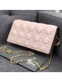 Dior Lady Dior Rectangular Clutch in Cannage Lambskin Pink 2018