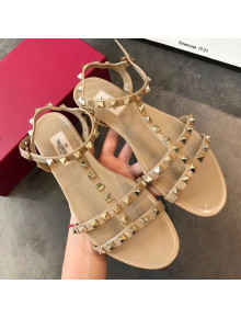 Valentino Rockstud Flat Rubber Sandal Beige 2019