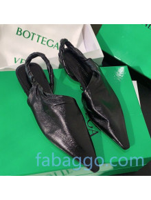 Bottega Veneta Lambskin Flat Slingbacks Black 2020