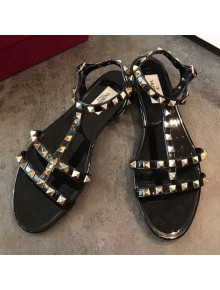 Valentino Rockstud Flat Rubber Sandal Black 2019