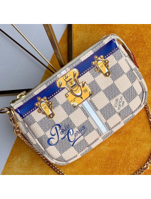 Louis Vuitton Christmas Mini Pochette Accessoires Pouch in Damier Azur Canvas N58010 2019