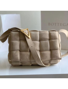 Bottega Veneta Padded Cassette Suede Medium Crossbody Messenger Bag Light Grey 2020