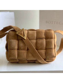 Bottega Veneta Padded Cassette Suede Medium Crossbody Messenger Bag Camel Brown 2020