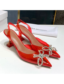 Amina Muaddi PVC Bow Sandals 7cm Red 2021