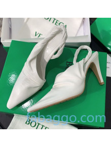 Bottega Veneta Lambskin Slingback Pumps 85mm Heel White 2020