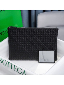 Bottega Veneta Woven Lambskin Medium Pouch Black 2021