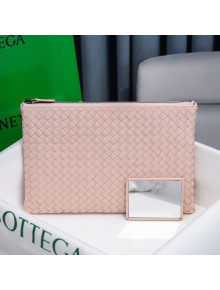 Bottega Veneta Woven Lambskin Medium Pouch Light Pink 2021