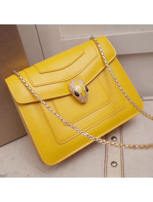 BV Serpenti Forever Flap Cover Bag in Two-tone Leather 20cm Yellow 2018