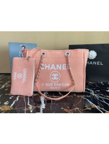 Chanel Deauville Mixed Fibers Medium Shopping Bag A67001 Peach Pink 2022 03