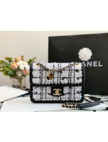 Chanel Tweed Braided Trim Small Square Flap Bag AS2496 White 2022