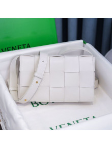 Bottega Veneta Cassette Small Crossbody Messenger Bag in Maxi-Woven Lambskin White 2020