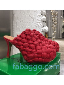 Bottega Veneta Bold Woven Lambskin Platform Mules 100mm Heel Red 2020