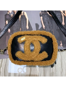 Chanel Shiny Crumpled Sheepskin and Shearling Sheepskin Waist Bag/Belt Bag AS0406 Brown 2019