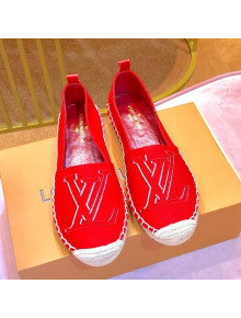 Louis Vuitton Seashore Oversize LV Flat Espadrilles 1A4VZK Red 2019