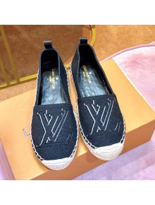 Louis Vuitton Seashore Oversize LV Flat Espadrilles 1A4VZK Black 2019