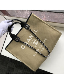 Chanel Deauville Mixed Fibers Medium Shopping Bag A67001 Khaki 2022 06