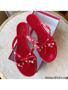 Valentino PVC Stud Flat Flip-flops Red 2021