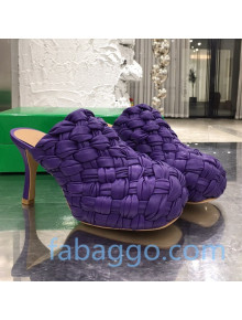 Bottega Veneta Bold Woven Lambskin Platform Mules 100mm Heel Purple 2020