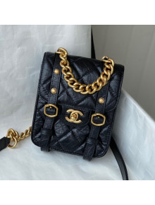 Chanel Aged Calfskin Messenger Mini Flap Bag AS2695 Black/Gold 2021