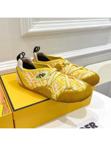 Fendi Flex Sneakers in Yellow Suede and Mesh 2021