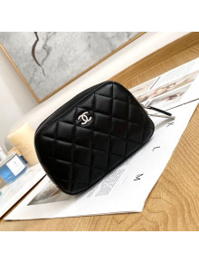 Chanel Lambskin Nano Cosmetic Vanity Pouch Black 2022 05