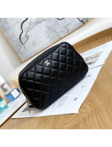 Chanel Lambskin Mini Cosmetic Vanity Pouch Black 2022 06