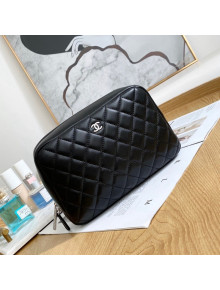 Chanel Lambskin Small Cosmetic Vanity Pouch Black 2022 07